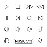 Video media player icon vector set. Multimedia music audio control. Mediaplayer interface symbol.