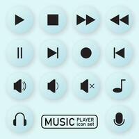 Video media player icon vector set. Multimedia music audio control. Mediaplayer interface symbol.