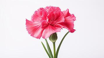 Photo of beautiful Dianthus flower isolated on white background. Generative AI
