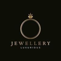 Luxury vintage jewelry logo template design with creative idea with abstract ring shape. Logo for jewelry shop,business,company,fashion. vector