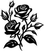 rosas - negro y blanco aislado icono - vector ilustración