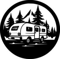 Camping - Black and White Isolated Icon - Vector illustration