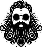 hippie - negro y blanco aislado icono - vector ilustración