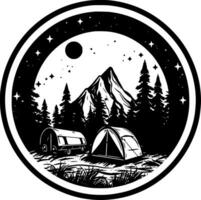 Camping - Black and White Isolated Icon - Vector illustration