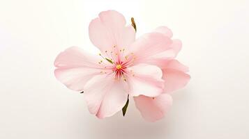 Photo of beautiful Cherry Blossom flower isolated on white background. Generative AI