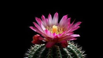 Photo of beautiful Cactus flower isolated on white background. Generative AI