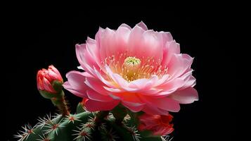 Photo of beautiful Cactus flower isolated on white background. Generative AI