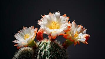 Photo of beautiful Cactus flower isolated on white background. Generative AI