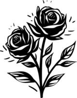 Roses - Black and White Isolated Icon - Vector illustration