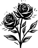 rosas - negro y blanco aislado icono - vector ilustración