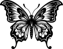 mariposa - negro y blanco aislado icono - vector ilustración