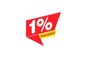 1 percent Sale and discount labels. price off tag icon flat design. vector