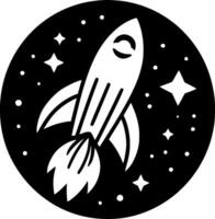 Rocket, Black and White Vector illustration