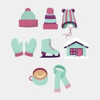 conjunto de invierno clipart ilustración vector