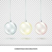 Christmas decorations colorful set. Red blue and yellow xmas balls. Holiday decorative element for your design. Vector illustration