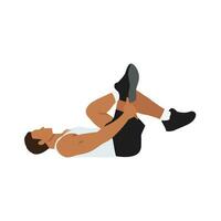 Man doing Piriformis stretch exercise. Flat vector illustration isolated on white background