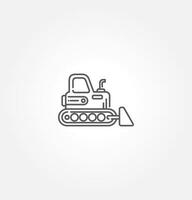 Bulldozer icon. Heavy tracked tractor with blade. Vector simple flat graphic illustration. The isolated object on a white background. Isolated on white background.