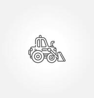 Bulldozer icon. Heavy tracked tractor with blade. Vector simple flat graphic illustration. The isolated object on a white background. Isolated on white background.