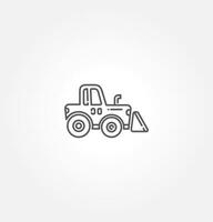 Bulldozer icon. Heavy tracked tractor with blade. Vector simple flat graphic illustration. The isolated object on a white background. Isolated on white background.