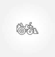 Bulldozer icon. Heavy tracked tractor with blade. Vector simple flat graphic illustration. The isolated object on a white background. Isolated on white background.