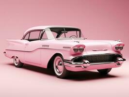 Classic car pink wallpaper generative ai photo