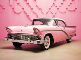 Classic car pink wallpaper generative ai photo