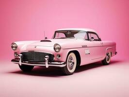 Classic car pink wallpaper generative ai photo