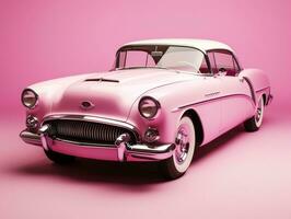 Classic car pink wallpaper generative ai photo