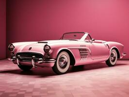 Classic car pink wallpaper generative ai photo