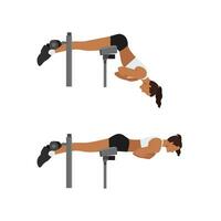 Woman doing Back extensions. Hyperextension exercise. Flat vector illustration isolated on white background