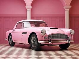 Classic car pink wallpaper generative ai photo