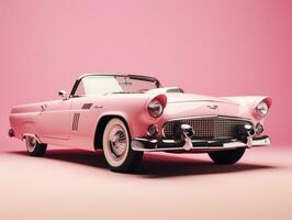 Classic car pink wallpaper generative ai photo