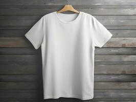 hembra camiseta Bosquejo, de gran tamaño blanco camiseta generativo ai foto
