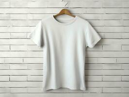 female t-shirt mockup, oversized white t-shirt generative ai photo