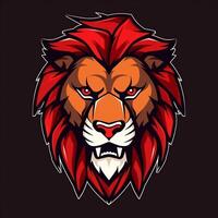 Lion face mascot flat vector illustration generative ai photo