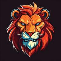 Lion face mascot flat vector illustration generative ai photo