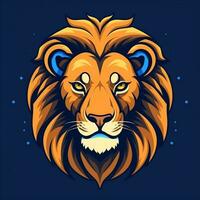 león cara mascota plano vector ilustración generativo ai foto