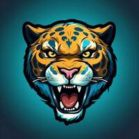 Jaguar head mascot esport logo vector illustration with isolated background generative ai photo