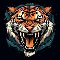 rugido Tigre cabeza vector ilustración generativo ai foto