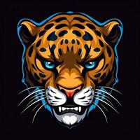 Jaguar head mascot esport logo vector illustration with isolated background generative ai photo