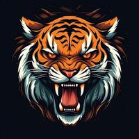 Roaring tiger head vector illustration generative ai photo