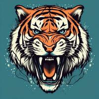 rugido Tigre cabeza vector ilustración generativo ai foto