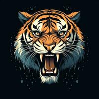 Roaring tiger head vector illustration generative ai photo