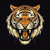 Roaring tiger head vector illustration generative ai photo