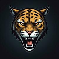 Jaguar head mascot esport logo vector illustration with isolated background generative ai photo