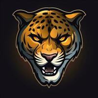jaguar cabeza mascota deporte logo vector ilustración con aislado antecedentes generativo ai foto