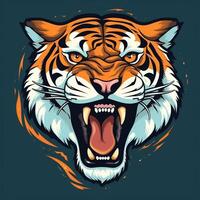 Roaring tiger head vector illustration generative ai photo