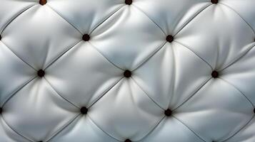 Padded white leather upholster pattern leather texture with buttons generative ai photo