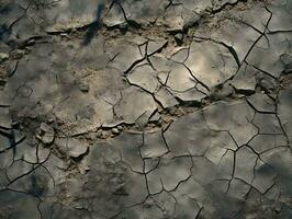 Ground cracks top view earthquake cracking holes ruined land surface crushed texture generative ai photo