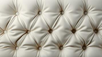 Padded white leather upholster pattern leather texture with buttons generative ai photo